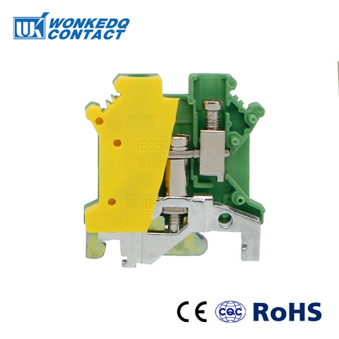 10Pcs USLKG-6N Din Rail Terminal Blocks Ground Universal Class Connector Screw Terminal USLKG6 ► Photo 1/6