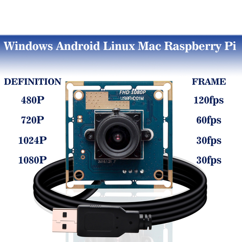 1080p Cam OEM hd MJPEG30/ 60/120fps cmos OV2710 sensor free driver usb camera module android with 6mm lens for video conference ► Photo 1/6