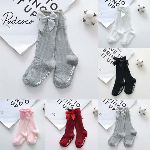 2022 Baby Summer Clothing New Kids Toddlers Girls Big Bow Knee High Long Soft Cotton Lace Baby Socks Bowknot 100% Cotton Socks ► Photo 1/6