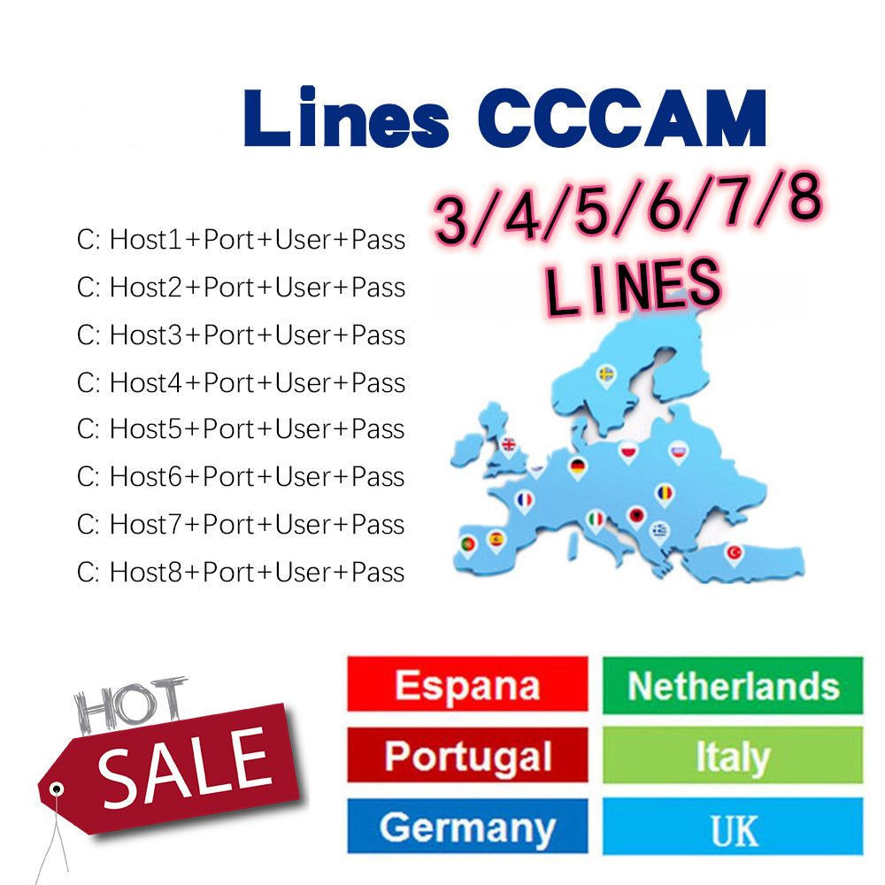 Servidor de cccam cline/España, Full hd, 1/2 años, estable en 4/6/8 líneas,  panel oscam oline, prueba gratuita para v7 v8 nova / Equipos de audio y  vídeo domésticos