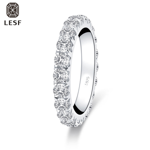 LESF 925 Sterling Silver Complete Eternity Ring 3.0mm Round Cut Simulated Diamond Engagement Wedding Ring ► Photo 1/5
