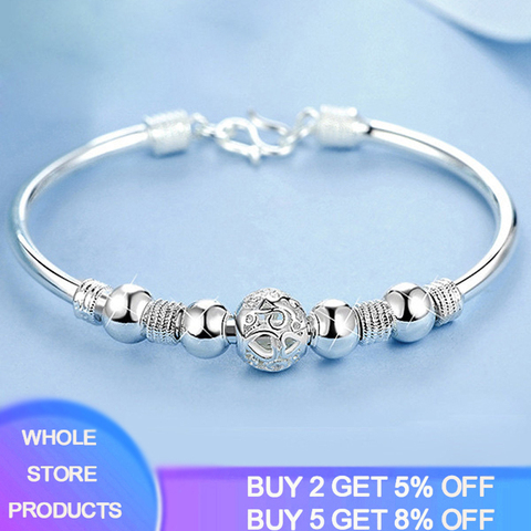 YANHUI Silver 925 Bracelets & Bangles Women Solid Silver Beads Charms Bracelet Blessing Good Luck Gift Bracelet for Women Girl ► Photo 1/6