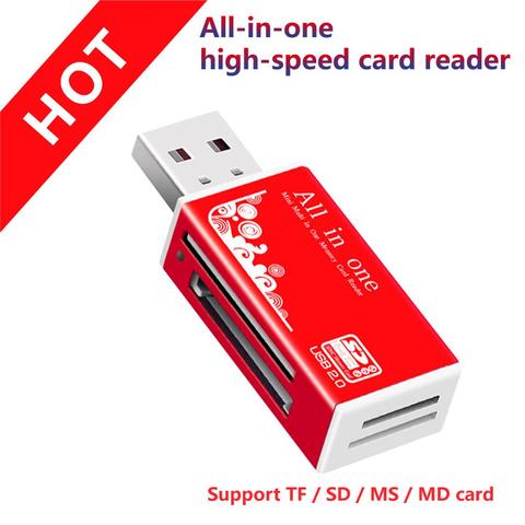 All In One Card Reader USB 2.0 SD Card Reader Adapter Support TF CF SD Mini SD SDHC MMC MS ► Photo 1/6