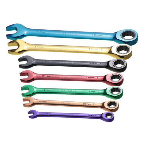 7pcs Color ratchet wrench  Multi-function dual-purpose open movable wrench Hand Tools Set  8-19mm ► Photo 1/5