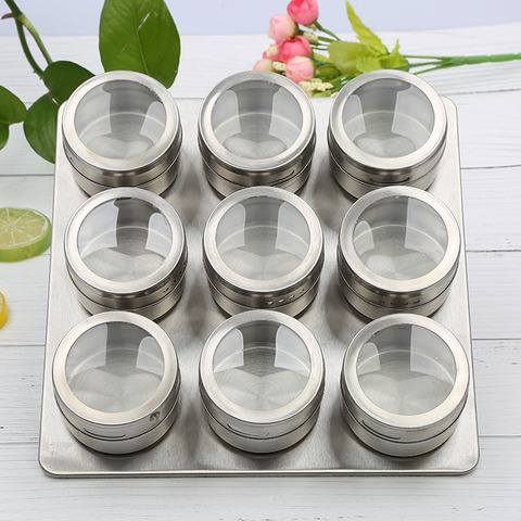 Magnetic dustproof visible stainless steel seasoning pot spice seasoning bottle seasoning box outdoor barbecue six-flavor set ► Photo 1/5
