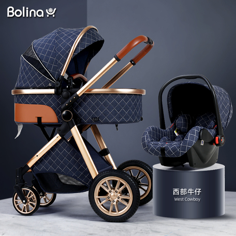 Bolina High Landscape Baby Stroller 3 in 1 Carriage Light Folding And Shock Proof Two way Baby Stroller Baby Comfort For Newborn ► Photo 1/6