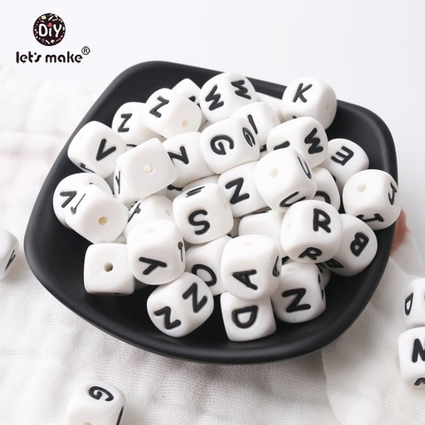 Let's Make 10pcs 10mm Silicone Beads Letter Alphabet Silicone Letter Beads Bpa Free Silicone Beads DIY Teething Baby Teether ► Photo 1/6