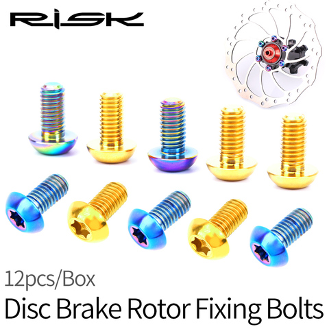 RISK 12pcs/box Mountain Road Bike Bicycle TC4 Titanium M5X10mm Disc Brake Rotor Fixing Bolts Screws T25 Torx Round Head ► Photo 1/6