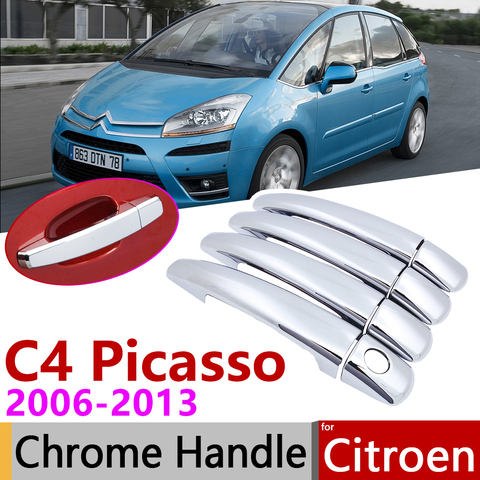 for Citroen Grand C4 Picasso 2006~2013 Chrome Door Handle Cover Car Accessories Stickers Trim Set 2007 2008 2009 2010 2011 2012 ► Photo 1/6