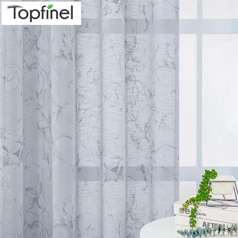 Topfinel Sheer Curtain with Lily Floral For Living Room Bedroom Kitchen Luxury Flowers Tulle Window Treatment Drapes Home Decor ► Photo 1/6