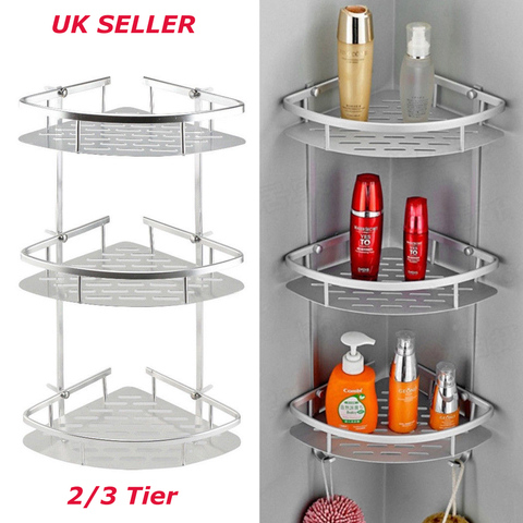 Bathroom Corner Shower Rack 2/3 Layer Space Aluminum Bathroom Shelf Accessories Set Removable Rack ► Photo 1/6