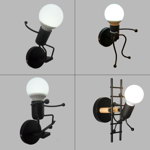 simplicity matchstick man Cartoon wall light Children's room kitchen dining room bed room foyer study balcony aisle Wall Lamp ► Photo 1/6