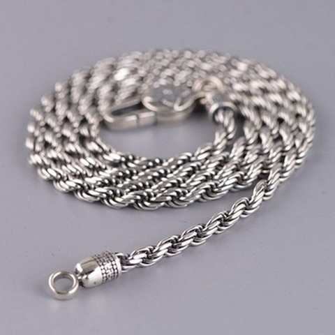 Vintage Thai silver necklace for man 2022 new real s925 pure silver fashion six-word mantra Vajra pestle buckle man necklace ► Photo 1/6
