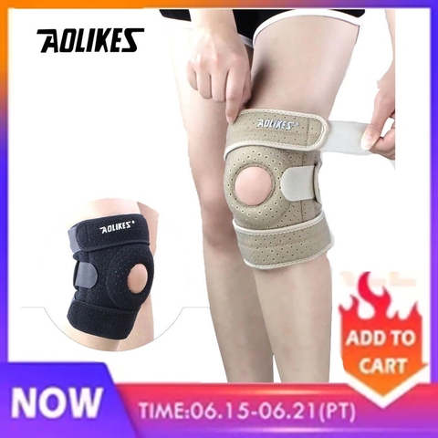 AOLIKES 1PCS Adjustable Sports Training Elastic Knee Support Brace Kneepad Adjustable Patella Knee Pads Hole Kneepad Safety ► Photo 1/6