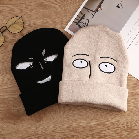 Japan Anime One Punch Man Knitted Hat Cosplay Funny Saitama Teacher Wool Cap Autumn Winter Unisex Cartoon Cute ► Photo 1/6