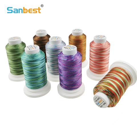 Sanbest Variegated Colors Polyester Embroidery Thread for Machine 1000M Sewing Home Machines Factory Outlet ► Photo 1/6