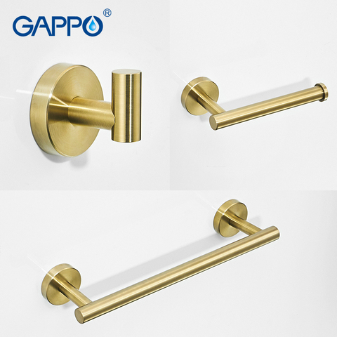GAPPO Gold  Bathroom Hardware Set  Robe Hook Single Towel Bar Robe Hook Paper Holder Bathroom Accessories Y38124-2 ► Photo 1/6