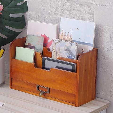 Desktop Wooden Vintage Letter Rack Grid Storage Holder File Wall Mounted Office Post Mail Document Paper Home Card ► Photo 1/6