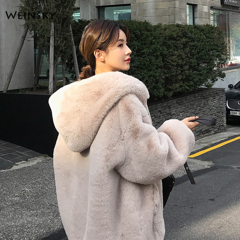 Casual Style Hooded Warm Outwear Winter Women Faux Fur Thick Teddy Bear Coat 2022 Fashion Female Overcoat ► Photo 1/6