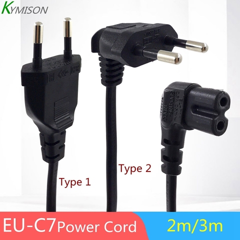 EU Schuko CEE7/16 to IEC320 C7 Angle Converter Angle Extension Cable for Samsung Philips Sony LED TV Figure8 AC Power Cord ► Photo 1/6