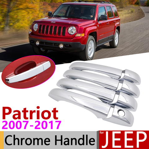 for JEEP Patriot Liberty Russia 2007~2017 Chrome Door Handle Cover Car Accessories Stickers Trim Set 2008 2010 2012 2014 2016 ► Photo 1/6