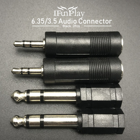 2pcs Jack 6.35 mono3.5mm Audio Connector Adapter 6.35MM Mono Plug to 3.5 STEREO/MONO JACK  Guitar Connector ► Photo 1/6
