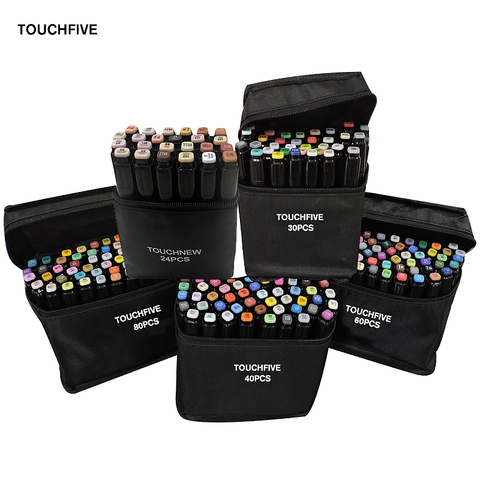 TOUCHFIVE 24/30/40/60/80 Colors Dual Headed Art Markers Set Alcohol Based Markers Drawing Pen Manga Sketch Marker Design Pens ► Photo 1/6