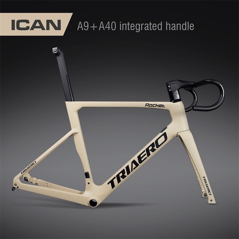 ICAN New Carbon Road All Internal Cable Disc Brake Bicycle Frameset With Integrated Handlebar BB86 DI2 Max Tire 700C*28mm ► Photo 1/6