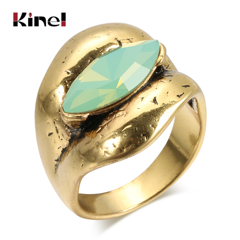 Kinel Luxury Antique Ring For Women Fashion Gold Green Opal Rings Bohemian Beach Party Accessories Vintage Wedding Jewelry ► Photo 1/6