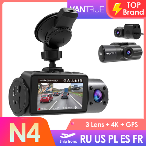 Vantrue N4 3 Lens Car DVR Camera 4K+1080P+1080P Video Recorder Speed GPS Dashcam  Dash Cam HD Car registrar Spuer Night Vision - Price history & Review