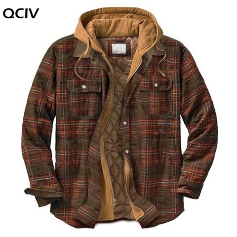New style shirt European and American autumn and winter thick cotton plaid long-sleeved loose hooded jacket jacket ► Photo 1/3