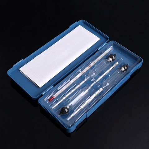 3 Pcs 0-100% Hydrometer Alcoholmeter Tester Set Alcohol Meter + Thermometer for laboratory ► Photo 1/6