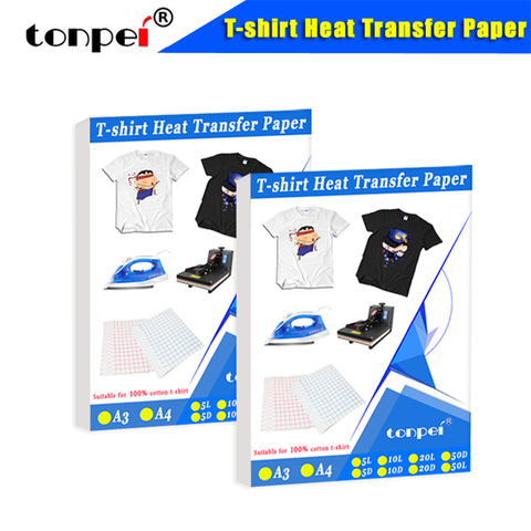 A3 A4 T shirt Heat Transfer paper for light  / dark color 100% Cotton Fabrics Cloth inkjet Printing Design ► Photo 1/6