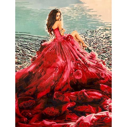 Figure Painting By Number Woman Dress DIY Craft Kits For Adults Acrylic Paint HandPainted Coloring By Number Drawing Decoration ► Photo 1/6