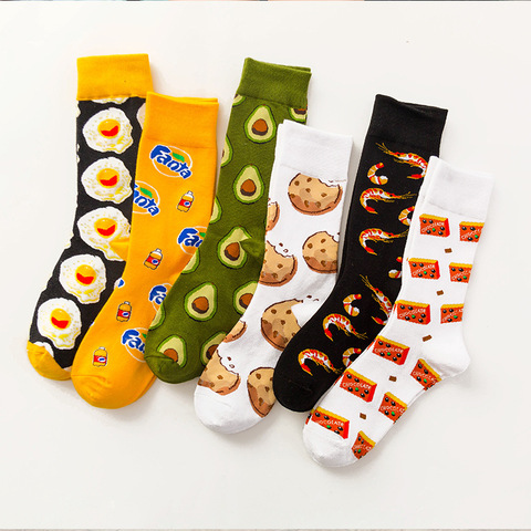 Funny Cotton Socks Women Tube Happy Sock Tide Cotton Long Snacks Fruit Food Avocado Socks High Tube Socks ► Photo 1/6