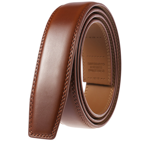 3.5cm Wide Genuine Leather Belt Without Buckle Men Luxury Designer Strap Brand Belts For Male Vintage High Quality Cowhide ► Photo 1/6