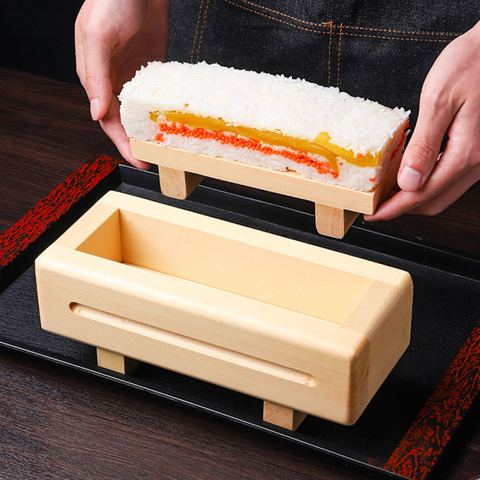 Wooden Rectangular Sushi Press Mold Box Sushi Making Kit DIY Sushi