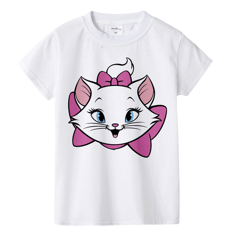 Beautiful girl T-shirt Marie Cat cartoon print summer T-shirt children cute pink pattern T-shirt round neck cartoon shirt,BAL549 ► Photo 1/6