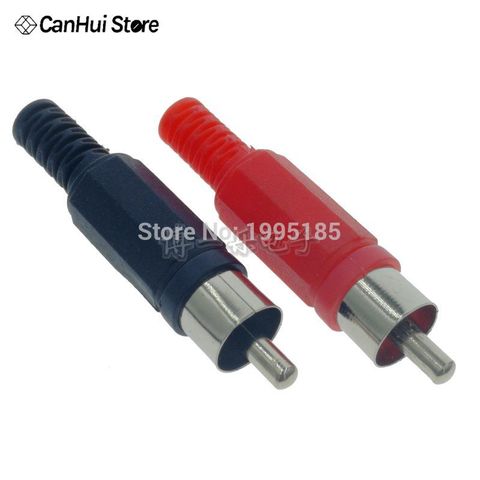 10 pcs/lot 5 Black and 5 Red RCA Plastic AV Plug Connectors Plastic Housing Stereo Audio Plug Channel Dual Connector DIY ► Photo 1/6