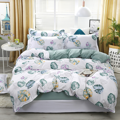 Green leaves duvet cover Pillowcase 3pcs 220x240 /200x200 /175x220,single double queen king size，quilt covers ,bedding set ► Photo 1/6