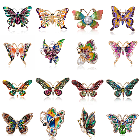 Butterfly Brooch for Women Rhinestone Brooch Fashion Bijouterie Wedding Jewelry Enamel Flying Butterfly Insect Pin Banquet Gifts ► Photo 1/6