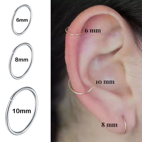 Stainless Steel Seamless Segment Rings Nose Hoops Ear Piercing Tragus Nose Rings Ear Cartiliage Tragus Sexy Body Jewelry ► Photo 1/6