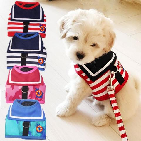 Pet Dog Harness Soft Breathable Navy Style Leash Set For Small Medium Dogs Chihuahua Puppy Collar Cat Pet Dog Chest Strap Leash ► Photo 1/6