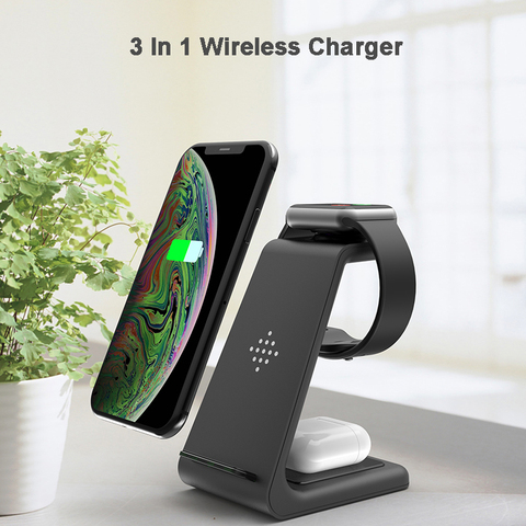 QI 10W Fast Charge 3 In 1 Wireless Charger For Iphone 11 Pro Charger Dock For Apple Watch 5 4 Airpods Pro Wireless Charge Stand ► Photo 1/6