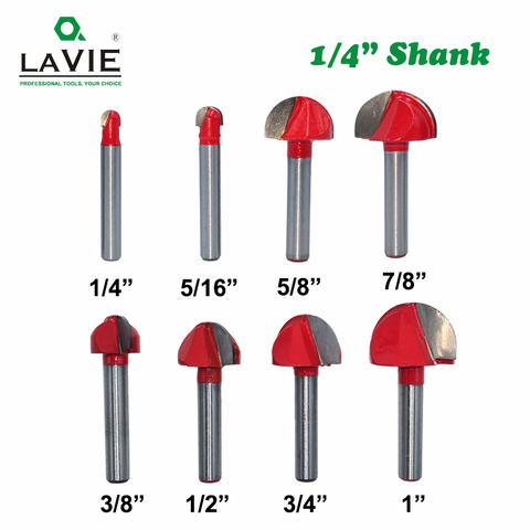 LAVIE 1pc 1/4 6.35mm Shank Ball Nose Router Bit Round Milling Cutter for Wood CNC Radius Core Box Solid Carbide Tools MC01100 ► Photo 1/6