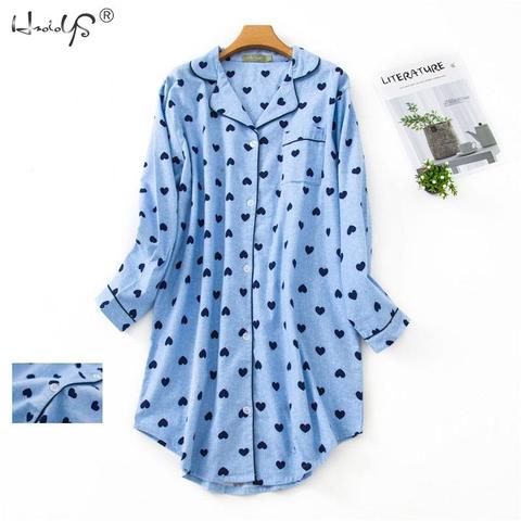 Spring Casual Nights Women's Cotton Long Sleeve Nightgown Oversize Sleep Shirt 100% cotton Sleepwear for Women pj nightdress ► Photo 1/6