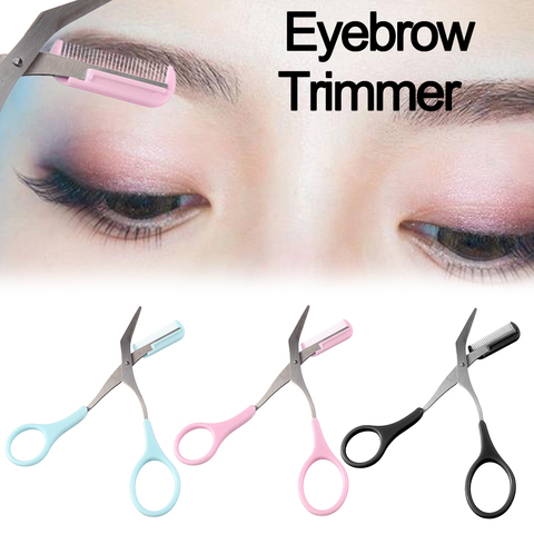 3 Colors Eyebrow Trimmer Scissors With Comb Hair Removal Grooming Shaping Shaver Eye Brow Eyelash Makeup Tool ► Photo 1/6