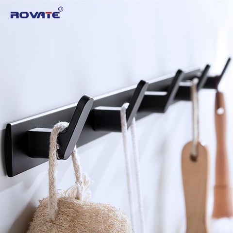 ROVATE 3/4/5/6 Hooks Coat Rack Wall Mounted Heavy Duty Hanger, Metal Coat Hook Rail for Coat Clothes Hat Towel Jacket ► Photo 1/6