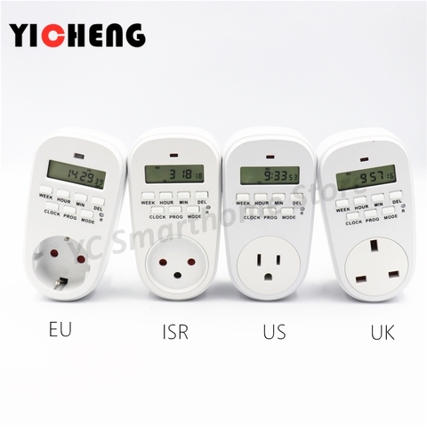 Weekiy Digital Timer intelligent ISR EU US UK FR BR Plug electronic timer switch socket time controller Temporizado ► Photo 1/6