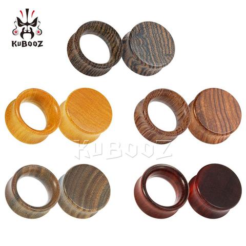 Kubooz Newest Style Design Horn Flat Wood Ear Piercing Plugs Stretchers Earring Tunnels Gagues Body Jewelry Gift ► Photo 1/6